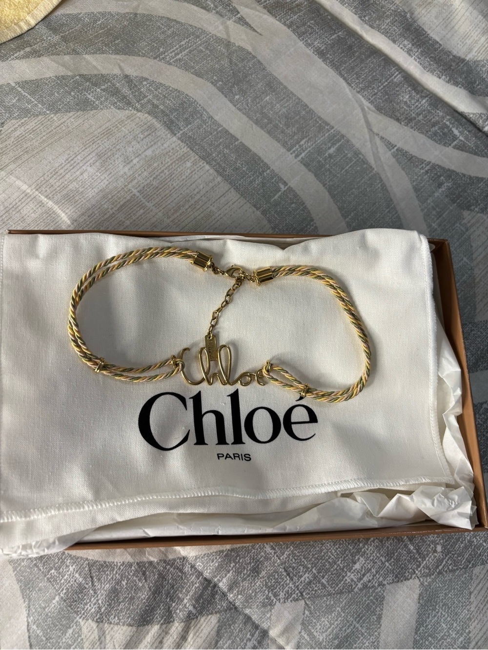 Chloé Gold-Tone Rope Logo Necklace